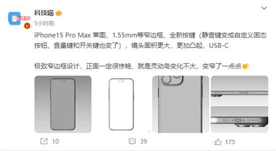 iPhone15 Pro Max设计草图曝光：极致窄边框加持 灵动岛变化不大 第1张