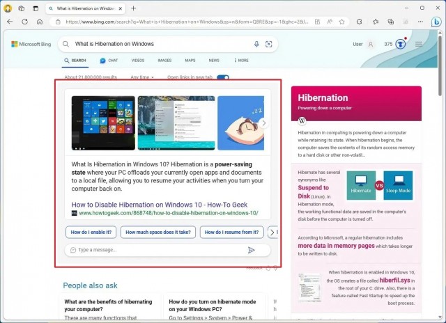 必应搜索结果页面开始整合BingChat聊天体验 第1张