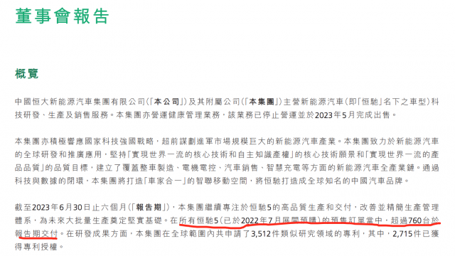 公告了 恒大汽车半年交付760辆、负债757亿 第3张